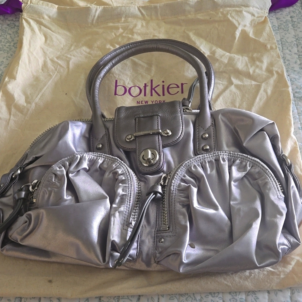 Botkier Gray Satin Satchel with Silver Hardware